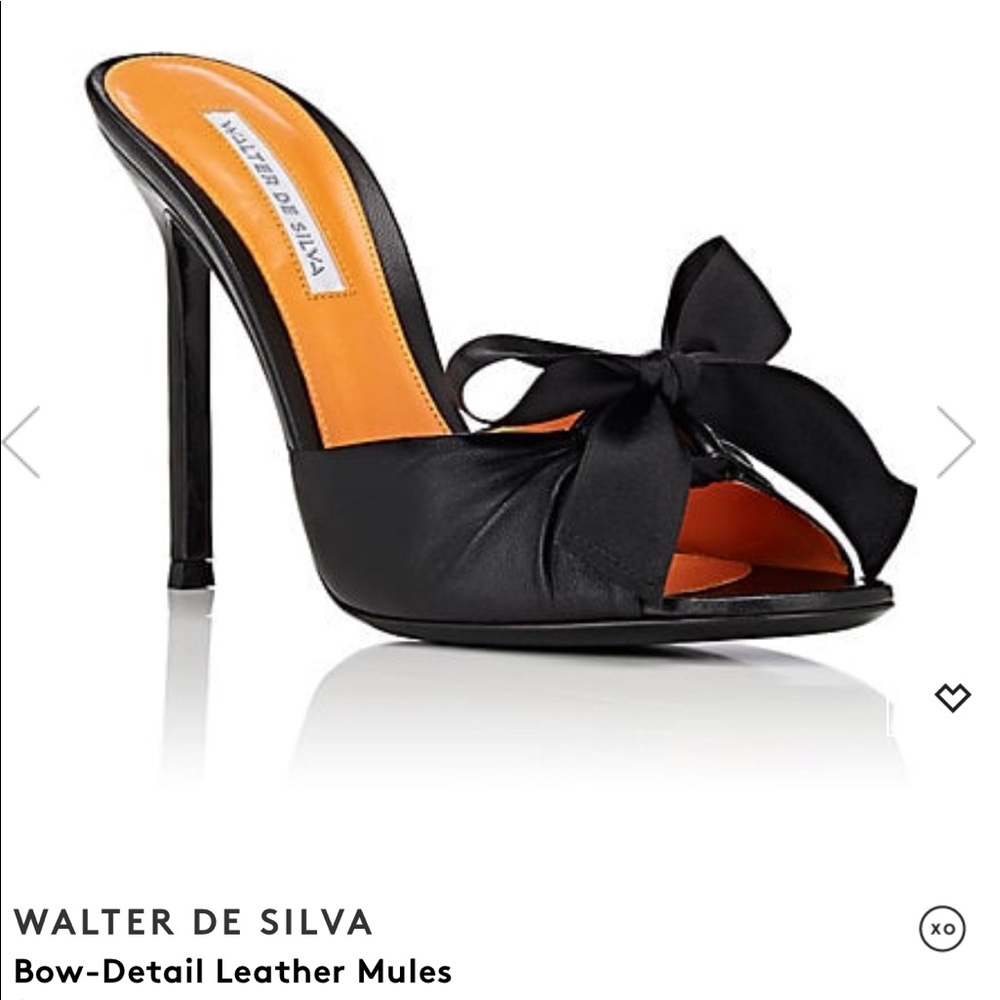 WALTER DE SILVA Bow-Detail Leather Mules
